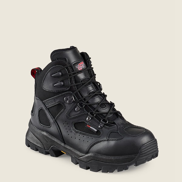 Mens Red Wing Truhiker - 6-inch Waterproof Safety Toe - Hiking Boots Black - YZJ037962